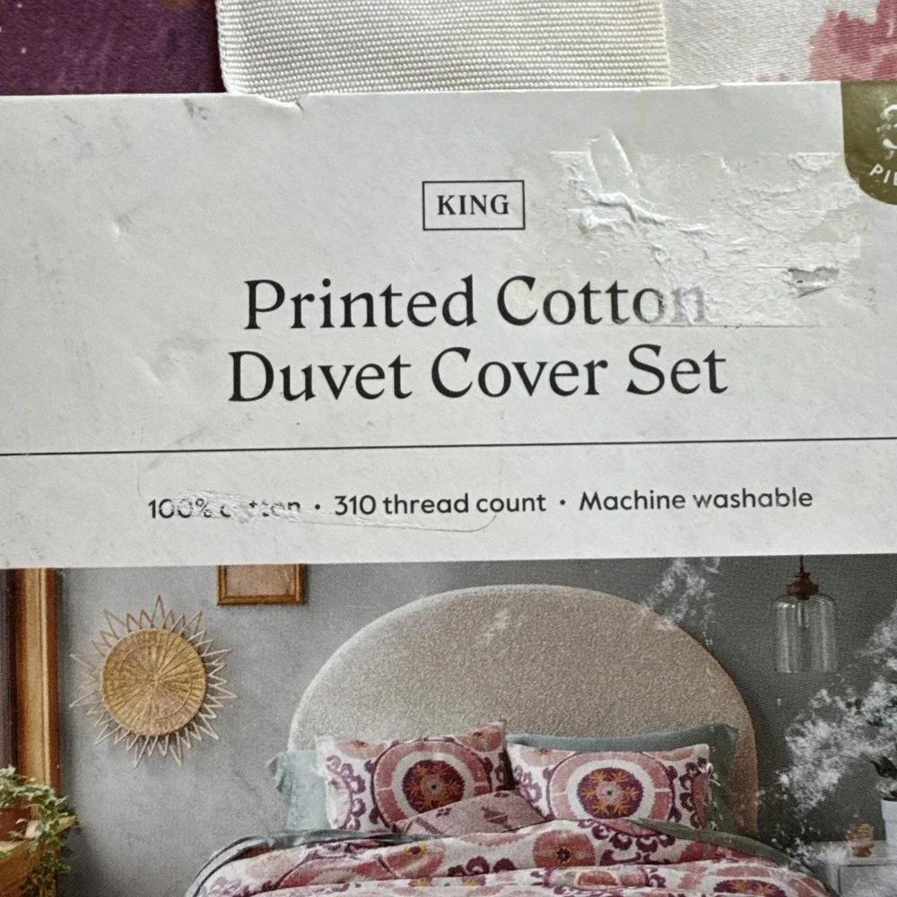Cotton Duvet Cover and Sham Set - Threshold King New Retails $89 Graphic New